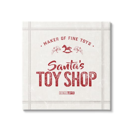 Stupell Industries Santa's Toy Shop Vintage Sign Canvas Wall Art